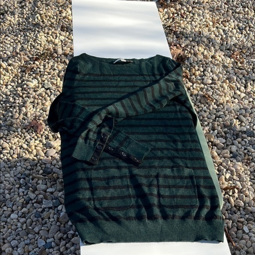 Ann Taylor Loft Green Striped Sweater